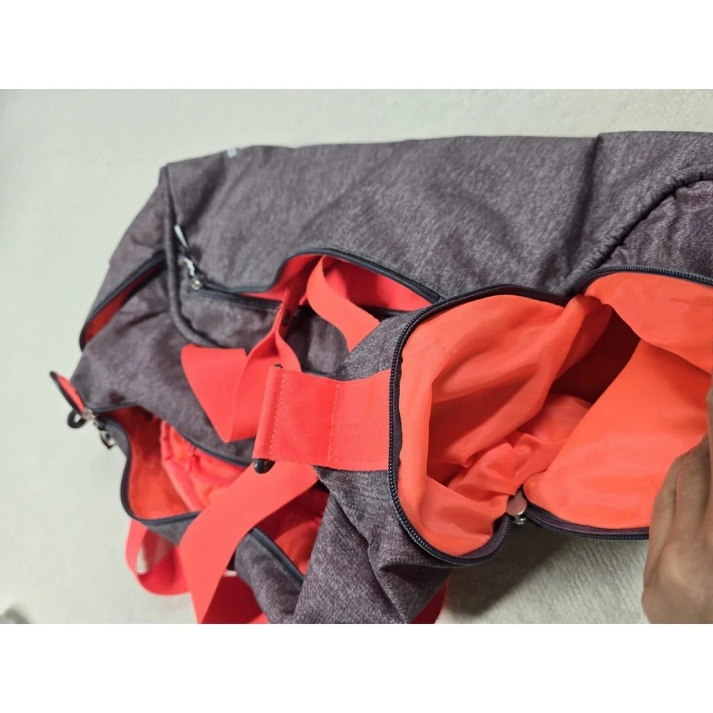 Adidas Gym Duffle Bag Gray/Orange Sport Training Travel Carry-On Shoulder Strap